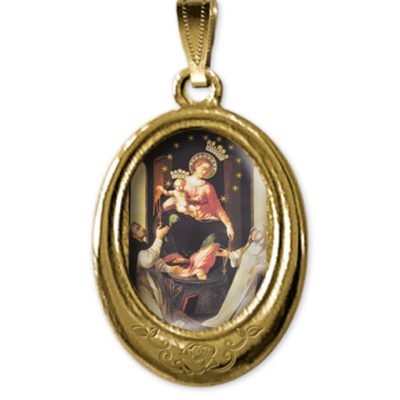medaglia oro ovale madonna rosario pompei