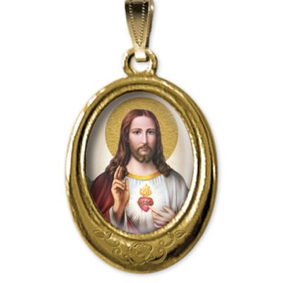 medaglia oro ovale sacro cuore gesu