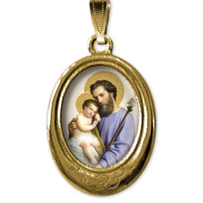 medaglia oro ovale san giuseppe gesu