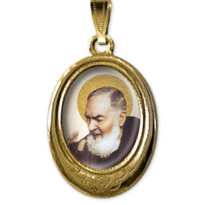 medaglia oro ovale san pio