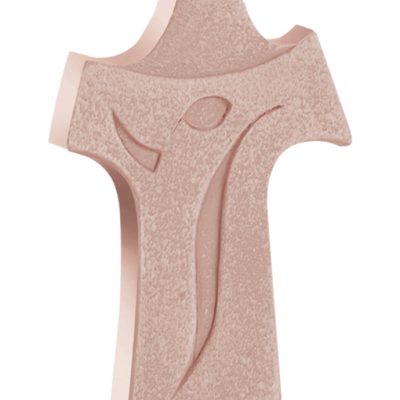scultura croce tau rosa